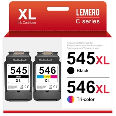 Abbildung von Lemero 545XL 546XL Patronen Kompatibel für Canon Druckerpatronen 545 546 XL Multipack PG CL Pixma MX495 TS3350 TS3150 TS3151 MG2555s MG2550s MG3050 MG3051 MG2950 TR4551