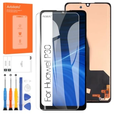 Abbildung von Arbilato LCD Display für Huawei P30 Touchscreen Digitizer ELE L29 L09 AL00 TL00 L04, Glas, montiert, mit Reparatur Set (schwarz)