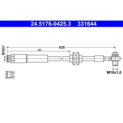 Abbildung von ATE 24.5176 0425.3 Bremsschläuche 425 M10x1 OPEL: Corsa D Schrägheck, E Schrägheck