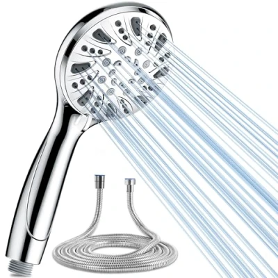 Abbildung von Magichome Duschkopf mit Schlauch 59&quot; Hochdruck Handbrause 5 Strahlarten Wassersparend Sparduschkopf Duschbrause,Chrom