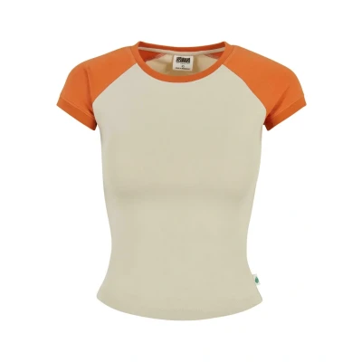 Abbildung von Urban Classics Stretch Short Retro Baseball TEE Tshirt print, Damen, Größe: 4XL, Softseagrass vintageorange