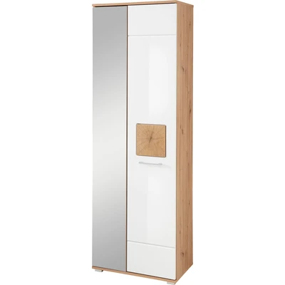 Abbildung von Garderobenschrank weiß hochglanz Artisan Eiche 195 cm FUN