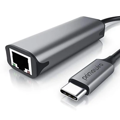 Abbildung von CSL USB 3.2 Netzwerkadapter 2500 Mbps C auf RJ45 Buchse Gigabit Ethernet LAN Adapter bis zu / 2.5GBase kompatibel für iPad Pro, MacBook Air, Surface Book