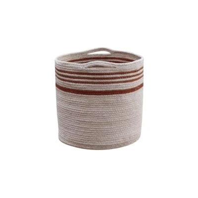 Abbildung von Lorena Canals Dekorativer Korb TWIN für Kinderzimmer in der Farbe Toffee und Natur. Handgefertigt mit natürlicher Baumwolle ungiftigen Farbstoffen Größe:Ø30x30cm