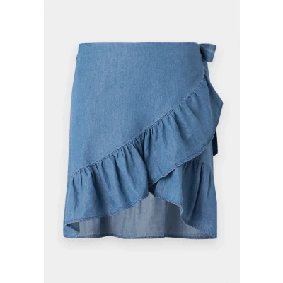 Abbildung von ONLY Onlbea Sofia WRAP Skirt Jeansrock, Damen, Größe: Medium, Medium blue denim