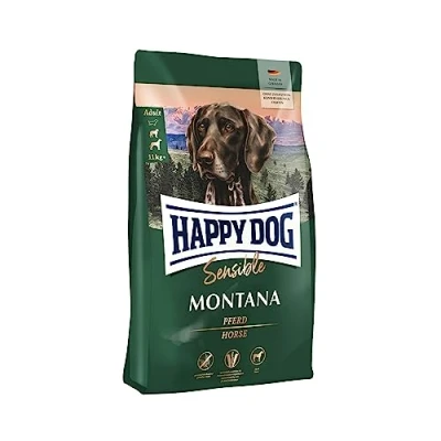 Abbildung von Happy Dog Sensible Montana Trockenfutter, Hundefutter Geschmacksrichtung Pferd Glutenfrei, Getreidefrei, Monoprotein, Omega 3 und 6 1kg