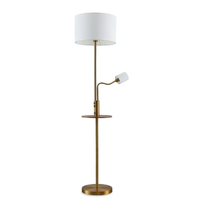 Abbildung von Lindby Stehlampe Aovan, bronzefarben, Ablage, USB Anschluss