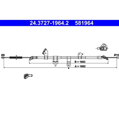 Abbildung von ATE 24.3727 1964.2 Handbremsseil 1882 TOYOTA: RAV4 III SUV, IV SUV