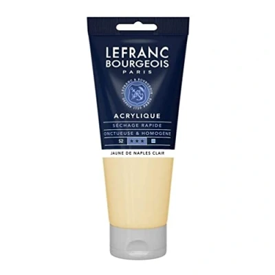 Abbildung von Lefranc Bourgeois 300398 Fine Acrylfarbe Neapelgelb Hell, 200ml Tube, cremige auf Wasserbasis, schnell trocknend, lichtecht, wasserfest