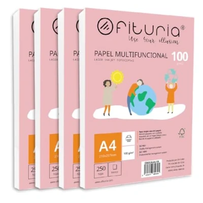 Abbildung von Packung mit 1000 weißen DIN A4 Blättern, 100g Druckerpapier. Multifunktionales Kopierpapier für Schule und Büro. Ideal Laserdrucker, Tintenstrahldrucker oder Kopierer Ofituria