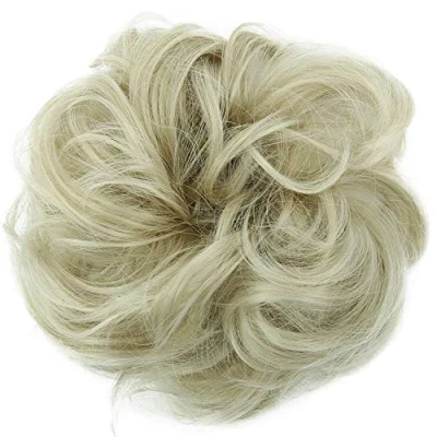 Abbildung von CAISHA Haarteil Haargummi Hochsteckfrisuren Brautfrisuren Voluminös Gelockt Unordentlich Dutt Kunstfaser DM15cm Hellblond G14A