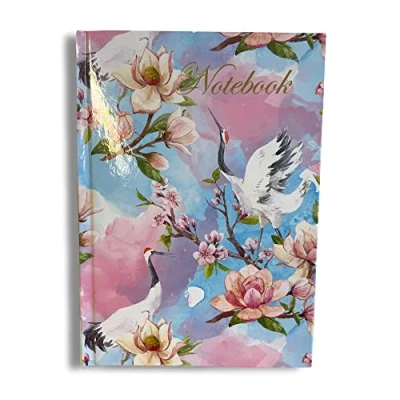 Abbildung von Maturi Notizbuch, A5, Hardcover, Magnolienblüten und Kraniche, Goldfolien Details glänzende Oberfläche