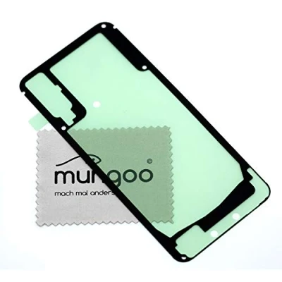 Abbildung von Akkudeckel Klebefilm für Samsung Original Galaxy A50 A505F Dichtung Kleber Adhesive mit mungoo Displayputztuch