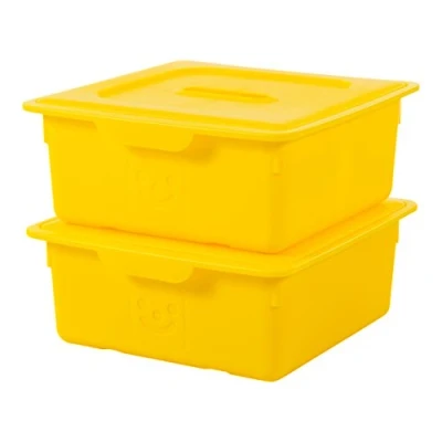 Abbildung von Iris Ohyama, Kunststoff Aufbewahrungsbox für Kinder, 2er Set, 10 l, BPA frei KDL 330 ? Gelb, stapelbar, Verschlussclips B33 x T31,5 H13,5 cm