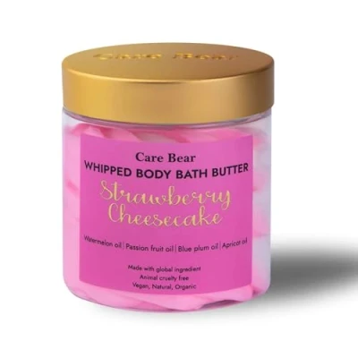 Abbildung von CareBear Whipped Body Bath Butter, körperbutter seidig mit Passionsfruchtöl, Aprikosen und Blaupflaumenöl, spendet Feuchtigkeit pflegt die Haut, natürliche bodybutter