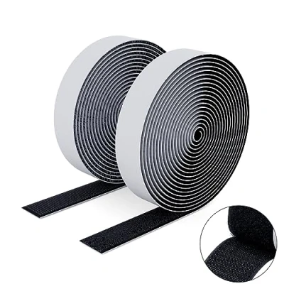 Abbildung von SUTOUG Klettband mit selbstklebend, 16 mm x 3 m, strapazierfähiges Hakenband und Schlaufenband, extra starker doppelseitiger Klettverschluss, Wandklebestreifen für den Innen Außenbereich, schwarz