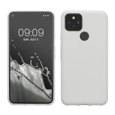 Abbildung von kwmobile Hülle kompatibel mit Google Pixel 5 weiches TPU Silikon Case Cover geeignet für kabelloses Laden Weiß matt