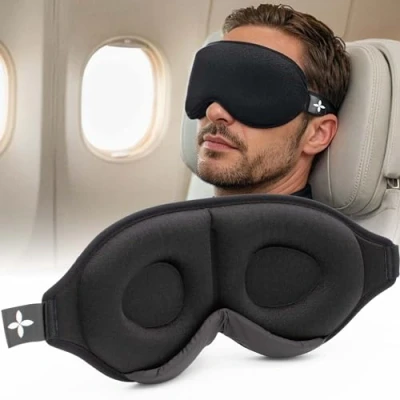 Abbildung von shapevital.de Schlafmaske Deluxe mit angenehmer Augenpolsterung schwarz, individuell verstellbar und lichtdicht