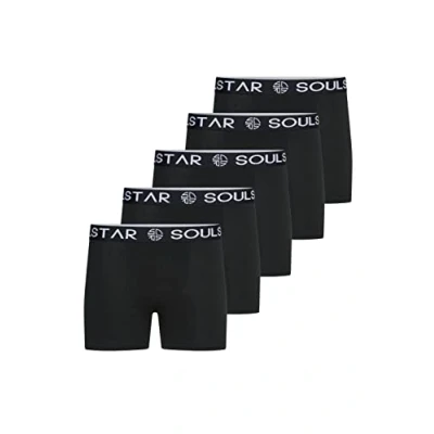 Abbildung von Soulstar Herren Boxershorts 5er Pack Basic Unterhosen S2_Boxer_5er Black_Black_Black M