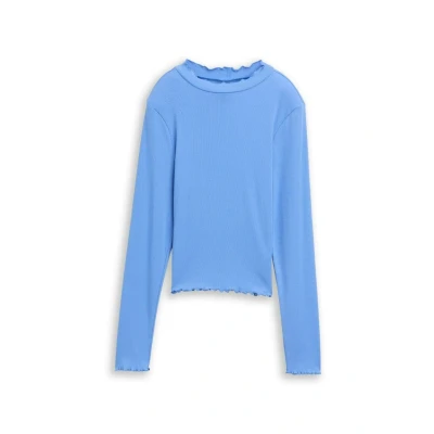 Abbildung von TOM Tailor Cropped MIT Struktur Langarmshirt für Kinder, Größe: 152, Sicilian blue