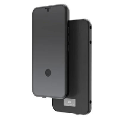 Abbildung von Black Rock Hülle 360 Grad Glass Case Leder Passend für Samsung Galaxy S23 Ultra I Handyhülle, Magnet Verschluss (Transparent mit schwarzem Rahmen)