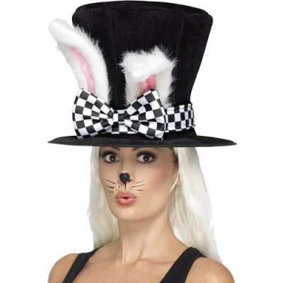 Abbildung von Smiffys Kostüm Weißes Kaninchen Zylinder Fasching Halloween Kos, Folge dem weißen Hasen!