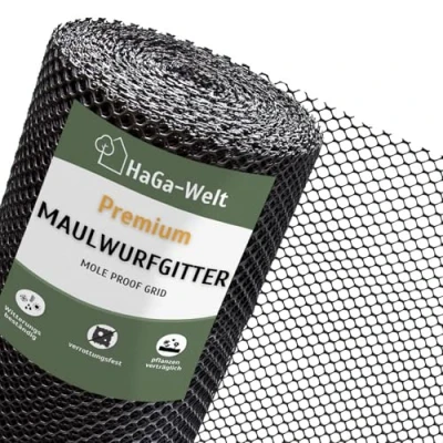 Abbildung von HaGa Maulwurfgitter in 1m Breite (Meterware), Maulwurfschutzgitter, UV beständig, Maulwurfbekämpfung, Rasenschutz