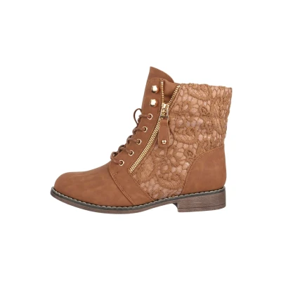 Abbildung von Elara Damen Stiefeletten Worker Boots Spitze Chunkyrayan B9812 KB Camel 42