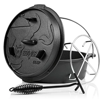 Abbildung von BBQ Toro Grilltopf Dutch Oven 7,3 L Premium Gusseisen Kochtopf, Gusstopf, (4 tlg)