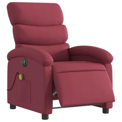 Abbildung von vidaXL Massagesessel, Sessel Elektrisch, Relaxsessel mit Liegefunktion Vibrationsfunktion, Fernsehsessel Liegesessel für Wohnzimmer, Weinrot Stoff
