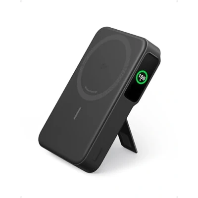 Abbildung von Anker MagGo Powerbank, Qi2 zertifiziertes 15W ultraschnelles MagSafe kompatibles mobiles Ladegerät, 10.000mAh Akku mit smartem Display &amp; klappbarem Ständer, für iPhone 16/15/14/13, Inkl. USB C Kabel