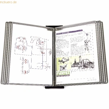 Abbildung von Tarifold Sichttafel Wandsystem Metal Black Line A4 mit 10 Tafeln grau