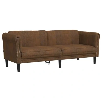 Abbildung von vidaXL Sofa 3 Sitzer Couch Loungesofa Polstersofa Wohnzimmer Sitzmöbel Wohnzimmermöbel Dreisitzer Loveseat Braun Kunstleder Wildlederimitat