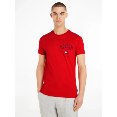 Abbildung von Tommy Hilfiger ARCH Varsity TEE Tshirt print, Herren, Größe: Small, Fierce red