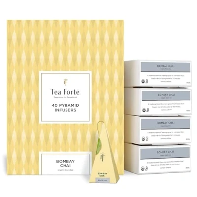 Abbildung von Tea Forte Bombay Chai Packung mit 40 Aufgusspyramiden Bio Schwarzer Tee