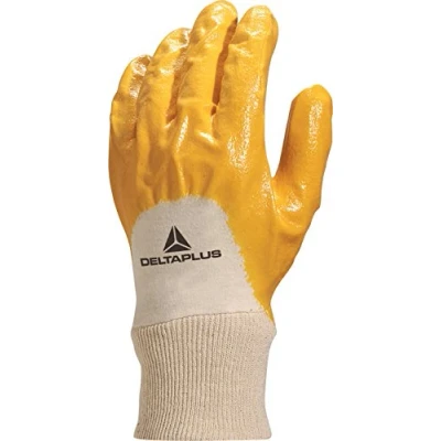 Abbildung von Deltaplus NI01508 Handschuh Mit Leichter Nitrilbeschichtung Handrücken Offen, Gelb, Größe 08