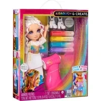 Abbildung von Rainbow High Air Brush &amp; Create 1 DIY Modepuppe mit Airbrush Market Kit, Abwaschbaren Regenbogen Filzstiften Langen Haaren, Lila Augen, Kreatives Spiel für Kinder von 4 bis 12+