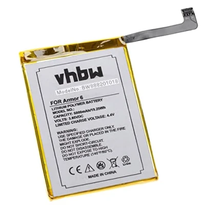 Abbildung von vhbw Akku kompatibel mit Ulefone Armor 6 Handy Smartphone Telefon (5000mAh, 3,85V, Li Ion)
