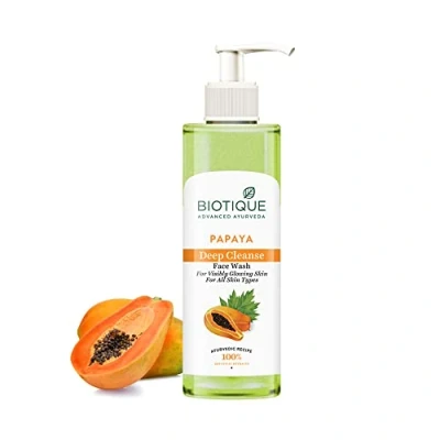Abbildung von Biotique Papaya Deep Cleanse Gesichtsreiniger für sichtbar strahlende Haut, alle Hauttypen, 200 ml