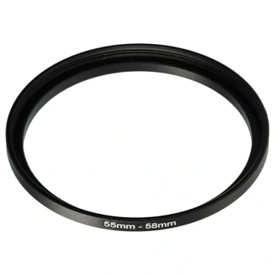 Abbildung von vhbw Step Up Ring Adapter von 55 mm auf 58 für Kamera Objektiv Filteradapter, Metall, Schwarz