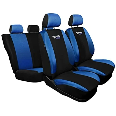 Abbildung von Universal Sitzbezüge Schonbezüge Sitzschoner Velour + Strickpolster oder Öko Leder künstliches Wildleder ®Auto schmuck (Tuning blau)