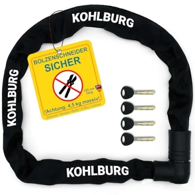 Abbildung von Massives Kettenschloss 125cm lang [Bolzenschneider sicher] mit höchstem Level 15