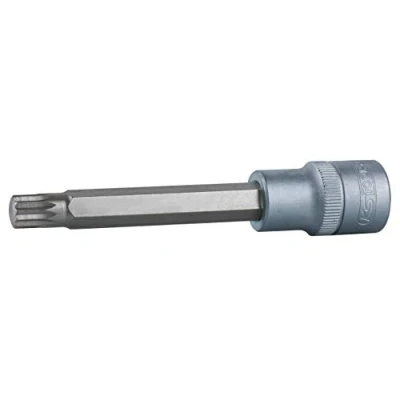 Abbildung von KS TOOLS 917.3905 Steckschlüsseleinsatz DIN 3120, ISO 1174, ISO1174 M6 Chrom Vanadium Stahl Innenvielzahn, Außenvielzahn gerändelt