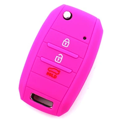 Abbildung von Schlüssel Hülle KB für 3 Tasten Auto Silikon Cover von Finest Folia (Neon Pink)
