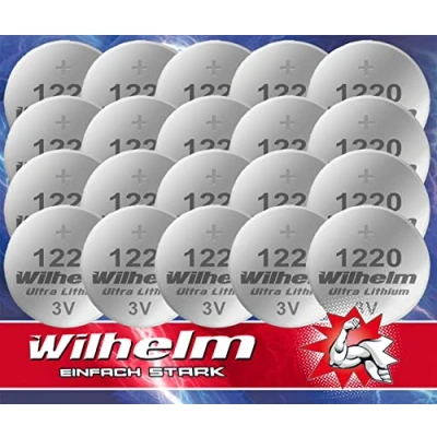 Abbildung von 20 x CR1220 CR 1220 WILHELM Lithium Knopfzelle 3V 40mAh ø12x2,0mm Batterie DL1220