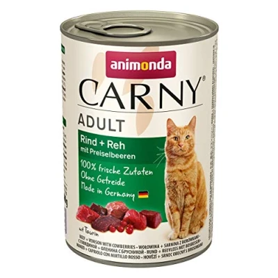 Abbildung von Carny Katzen Nassfutter Rind + Reh mit Preiselbeeren (6 x 400g), von animonda ohne Getreide und Zucker, frischen fleischlichen Zutaten