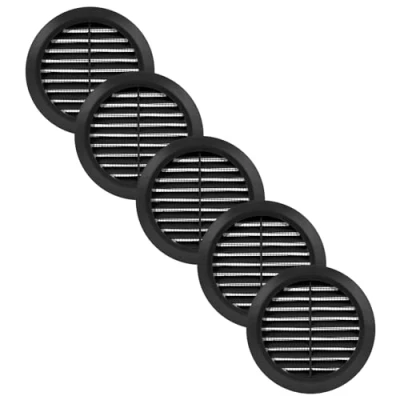 Abbildung von Vent Systems 5 Stück 100 mm Schwarz Lüftungsabdeckung Runde Lüftungsschlitze Grillabdeckung Integrierter Insektenschutz HVAC Lüftungsöffnungen für Badezimmer, Heimbüro, Küche