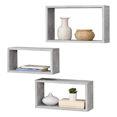 Abbildung von en.casa Wandregal, »Mandal« Wandablage 3 teilig Schweberegal Wandboard Betonoptik