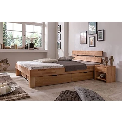 Abbildung von moebelstore24 Futonbett Schlafzimmer Bett Kernbuche massiv Holz geölt Judith 90 x 200 cm inkl. 2er Set Bettkasten