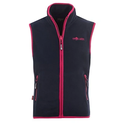 Abbildung von Trollkids Kinder Fleece Weste Arendal, Marineblau/Pink, Größe 128